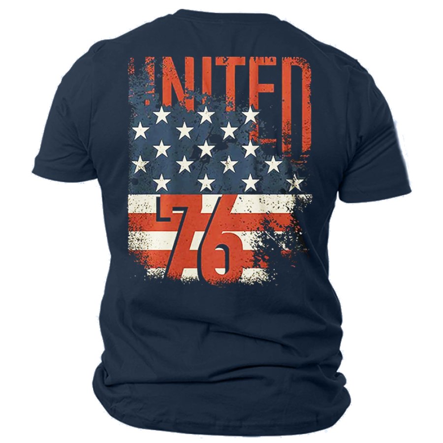 

United 1776 Men's American Flag Celebration Independence Day Cotton T-Shirt