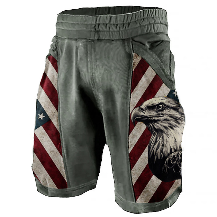 

Men's Eagle Stripe Star Print Pocket Shorts