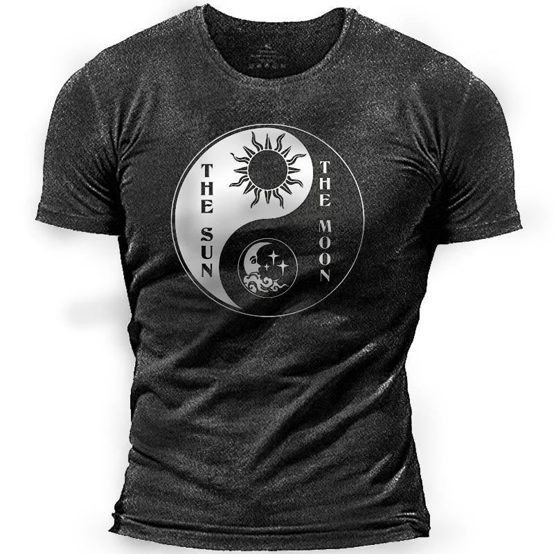 Men's Sun And Moon Chic Short Sleeve T-shirt