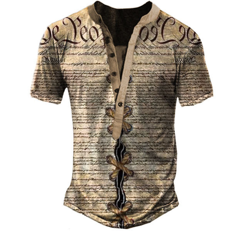 

Men's Books5 Print Henley Short Sleeve T-Shirt