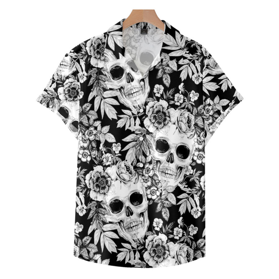 

Men's Skull Short Sleeve Beach Shirt