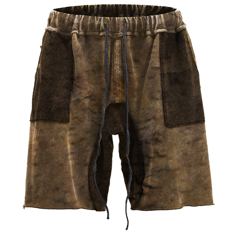 

Retro Contrast Color Men's Outdoor Sports Pocket Drawstring Shorts