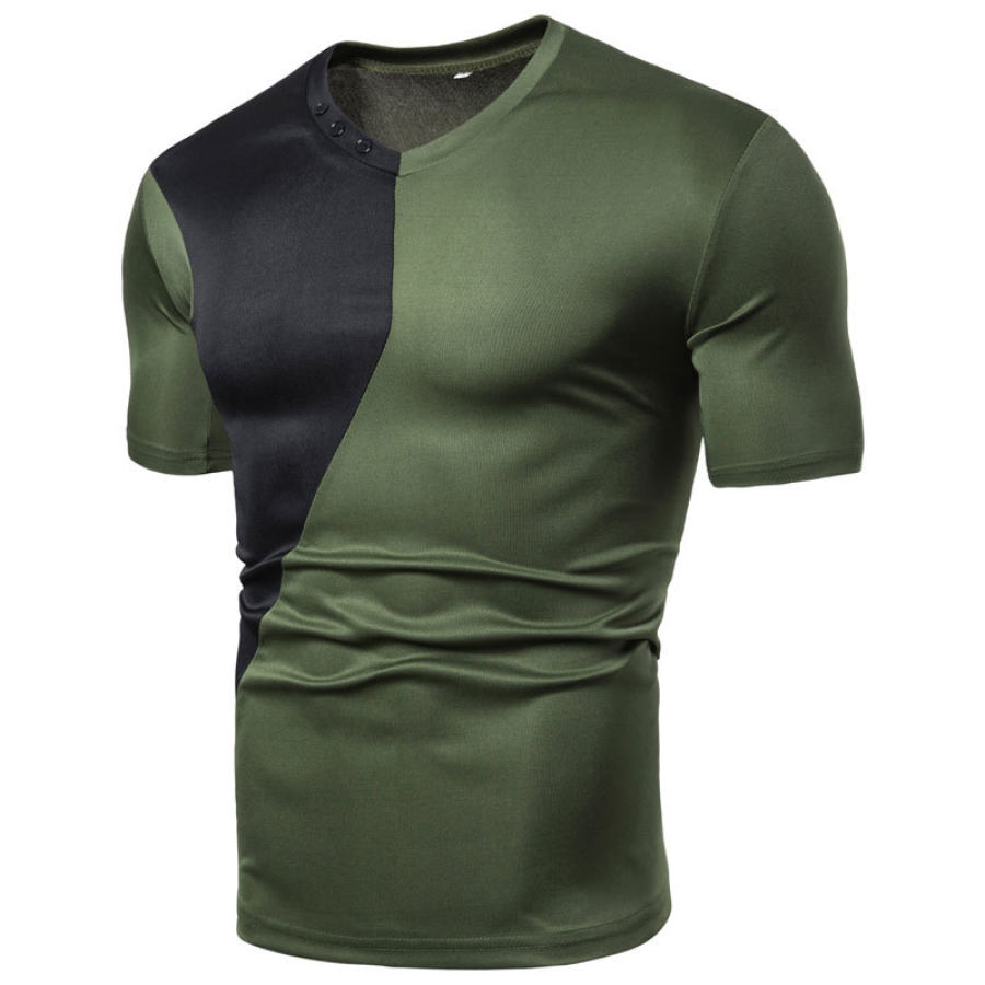 

Men's Outdoor Contrast Color Casual Short Sleeve T-Shirt