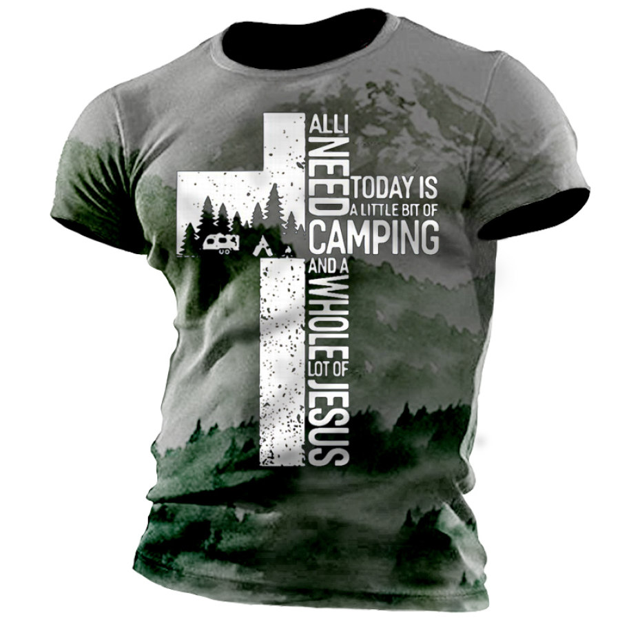 

Men's Outdoor Camping Jesus Cross Forest T-Shirt