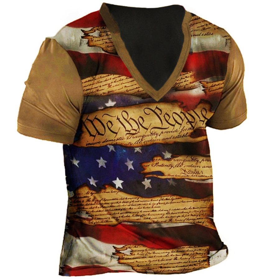 

Men's Vintage We The People American Flag V-Neck T-Shirt