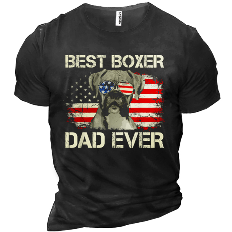 Best Bonus Dad Ever Chic American Flag Men's Cotton Tee