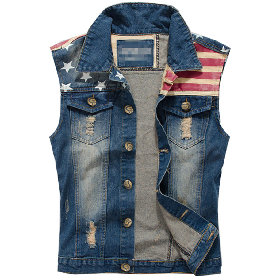 

American Flag Men's Denim Tank Top
