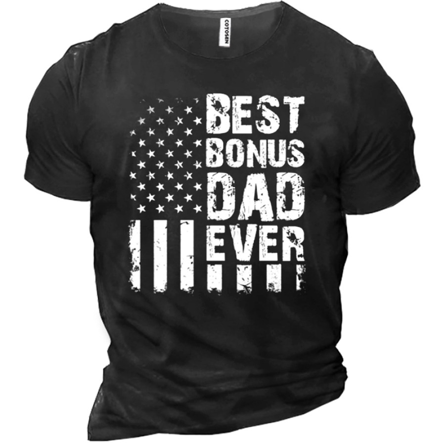 

Best Bonus Dad Ever American Flag Men's Cotton Tee