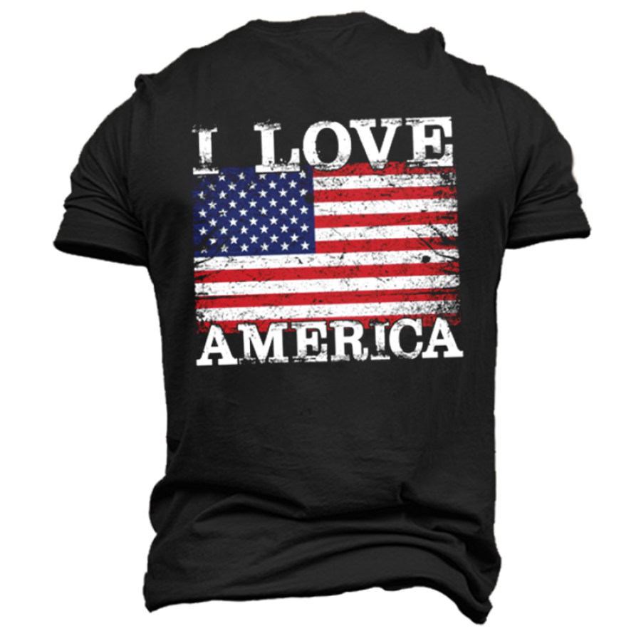 

I Love USA American Flag Men's Cotton T-Shirt