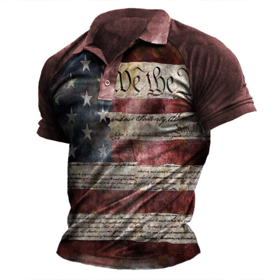 

Men's Flag Polo Short Sleeve T-Shirt