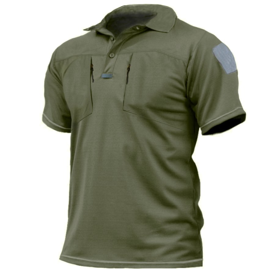 

Men's Zip Pocket Velcro Tactical Polo Shirt