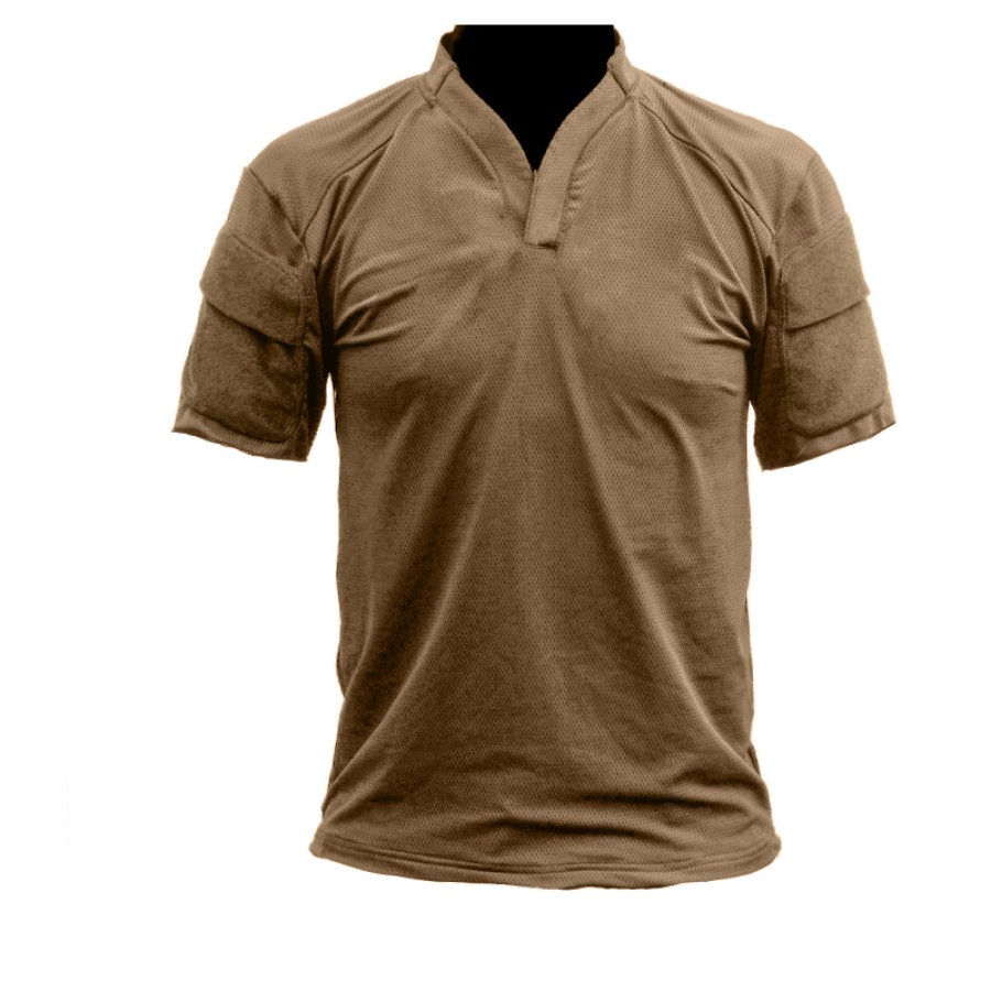 

Men's Mesh Quick Dry Breathable Pocket V-Neck Tactical T-Shirt