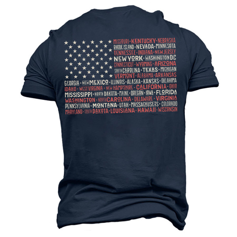 

Men's American Flag States Print Cotton T-Shirt