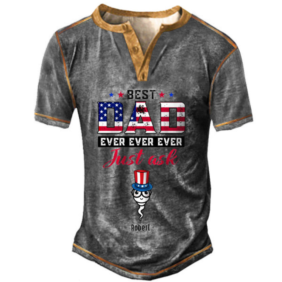 

Men's Best Dad Ever Independence Day Henley T-Shirt