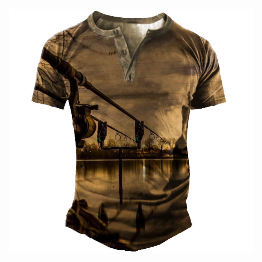 

Men's Sunset Henley Short Sleeve T-Shirt