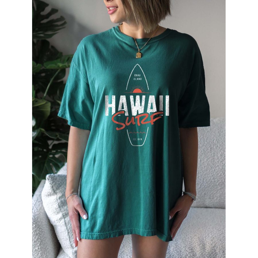 

Women's Hawaii Surf Surfboard Cotton Oversized T-Shirt