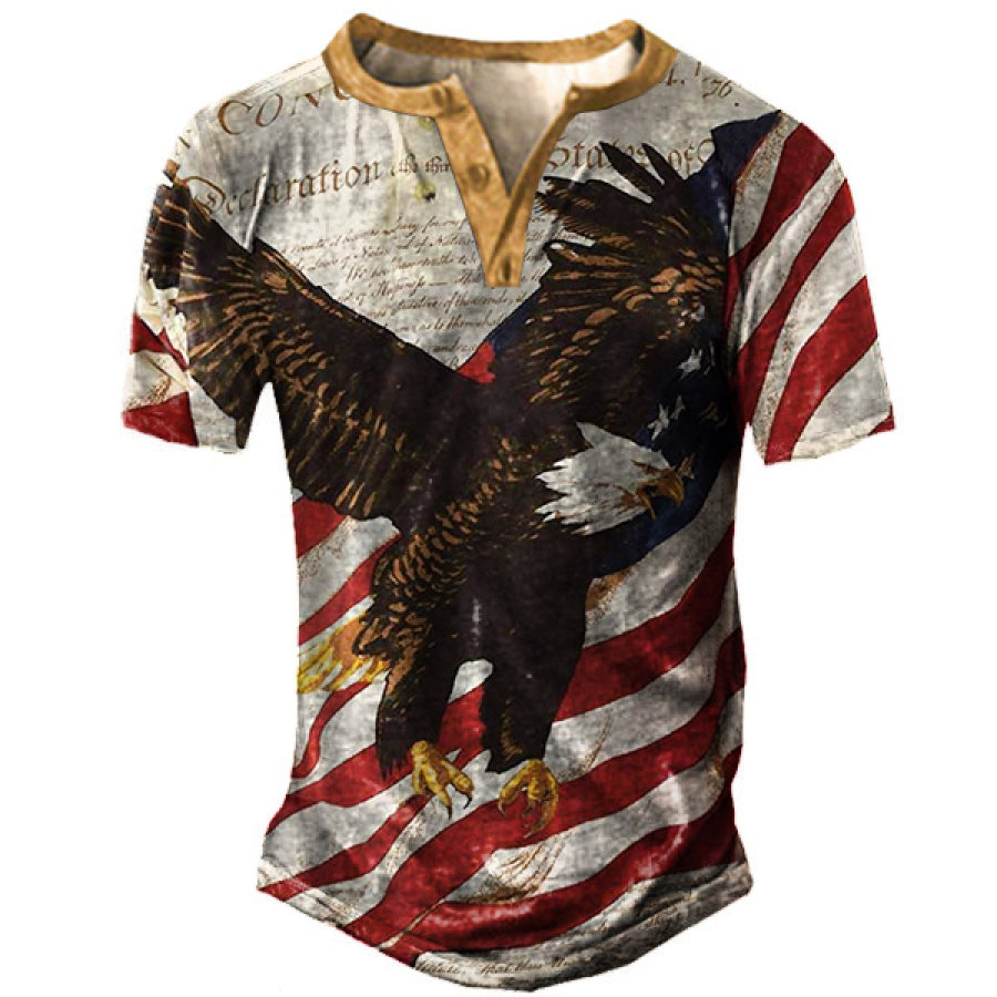 

Men's Outdoor American Flag Eagle Henley T-Shirt