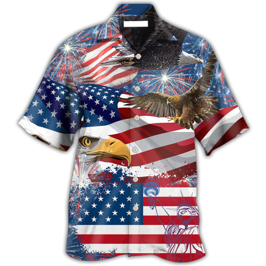 

Men's Flag Eagle Beach Short Sleeve Shirt