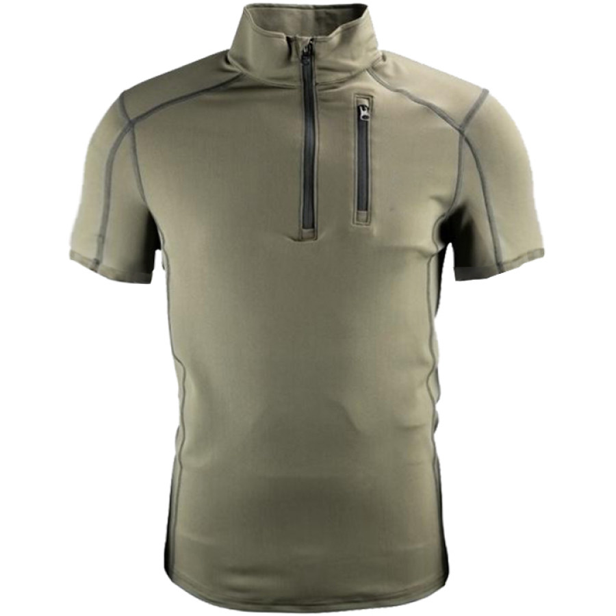 

Men's Outdoor Tactical Quick Dry Zip Pocket Tactical Sports Short Sleeve T-Shirt