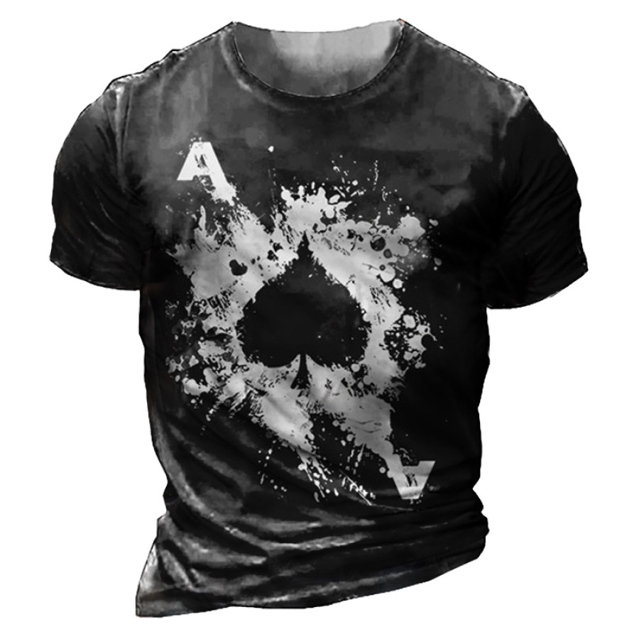

Men's Poker Print Crew Neck T-Shirt