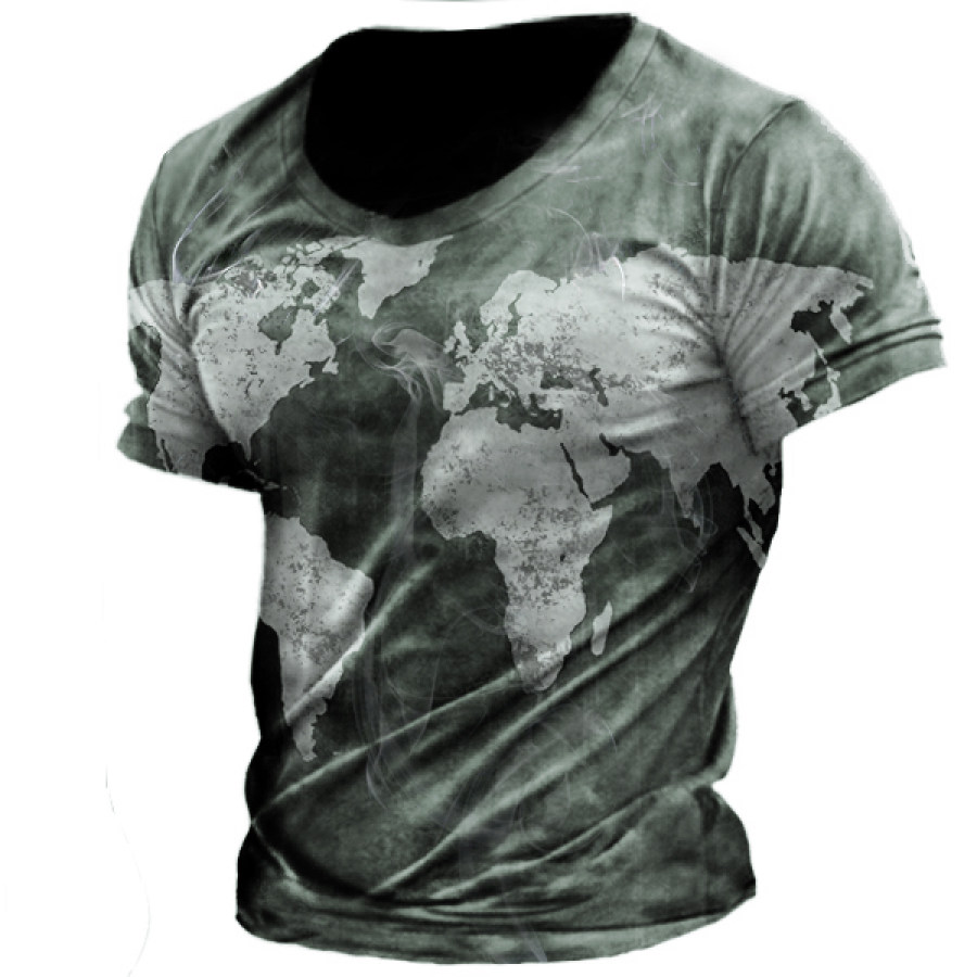 

Men's Vintage World Map Print T-Shirt