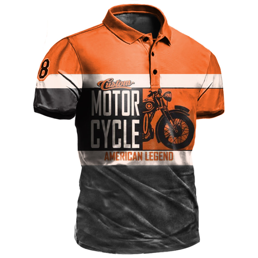 

Men's Outdoor Motorcycle Print Polo T-Shirt