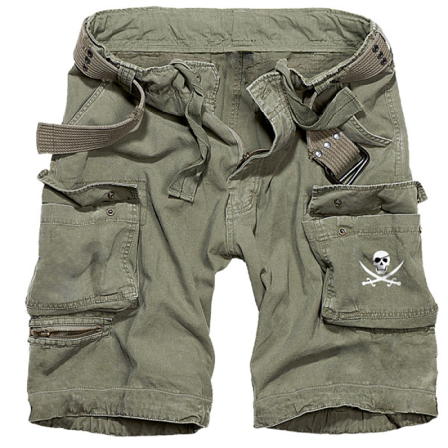 

Pantalones Cortos Tácticos Para Hombre Con Diseño De Calavera Náutica Para Exteriores Con Múltiples Bolsillos