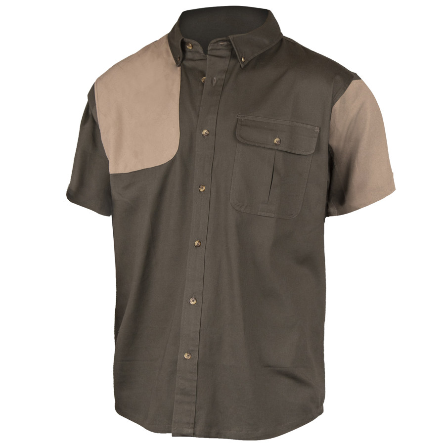 

Men's Outdoor Colorblock Pocket Tactical Short Sleeve Shirt