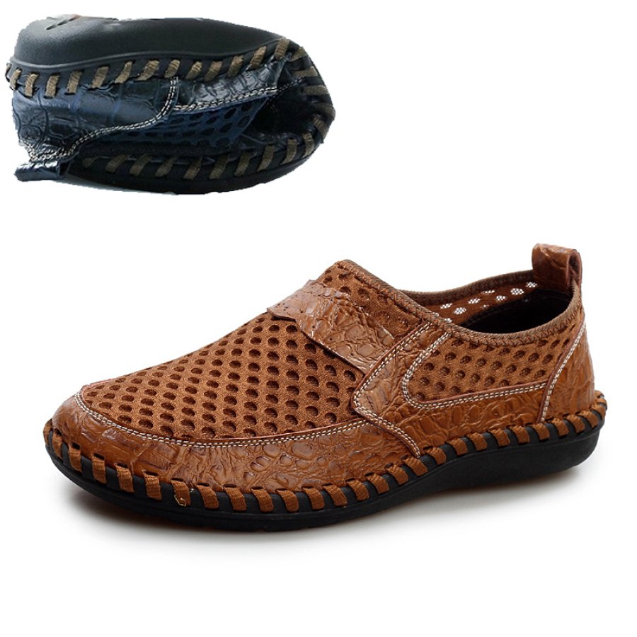 

Men's Genuine Leather Mesh Breathable Casual Wading Shoes