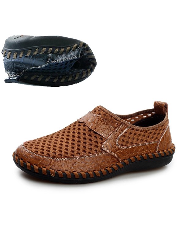 Men's Genuine Leather Mesh Breathable Casual Wading Shoes