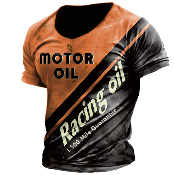 Men's Outdoor Motor Oil Chic Racing Print T-shirt