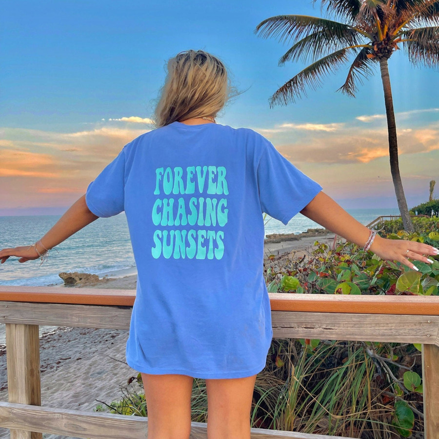 

Women's Forever Chasing Sunsets Cotton Oversized T-Shirt