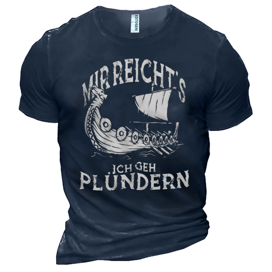 

Men's Mir Reichts Ich Pirate Ship Print Cotton T-Shirt