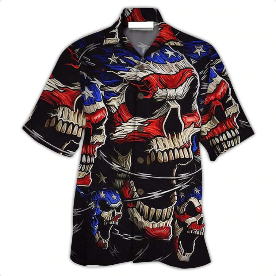 

Men's Skull Short Sleeve Beach Shirt