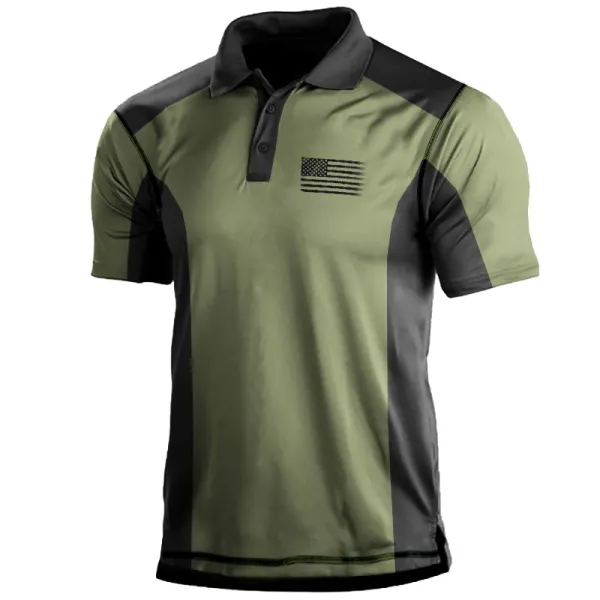 Men's Outdoor American Flag Tactical Sport PoLo Neck T-Shirt Only $12. ...
