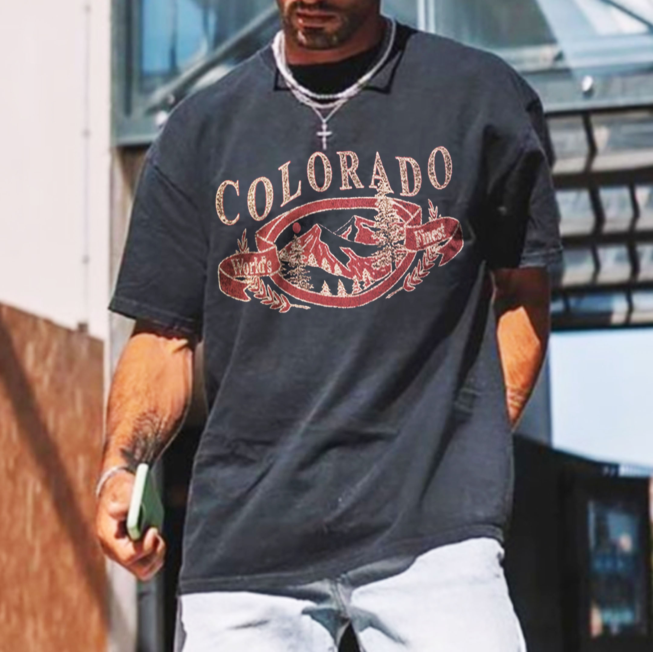 Retro Oversized Colorado Men's Chic T-shirt
