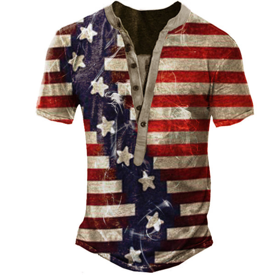 

Men's Stars Stripes Independence Day Henley T-Shirt