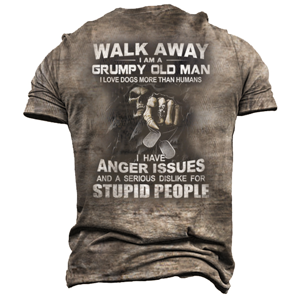 Walk Away I Am Chic A Grumpy Old Man, I Have Anger Issues Men's Retro Tee