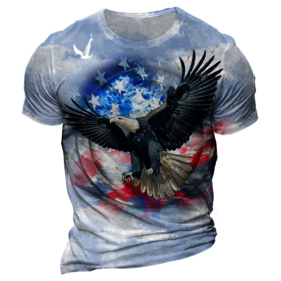 

Vintage American Flag Sky Eagles Men's Outdoor T-Shirt