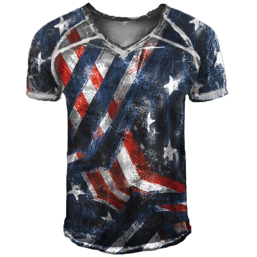 

Men's Outdoor Striped Stars American Flag T-Shirt