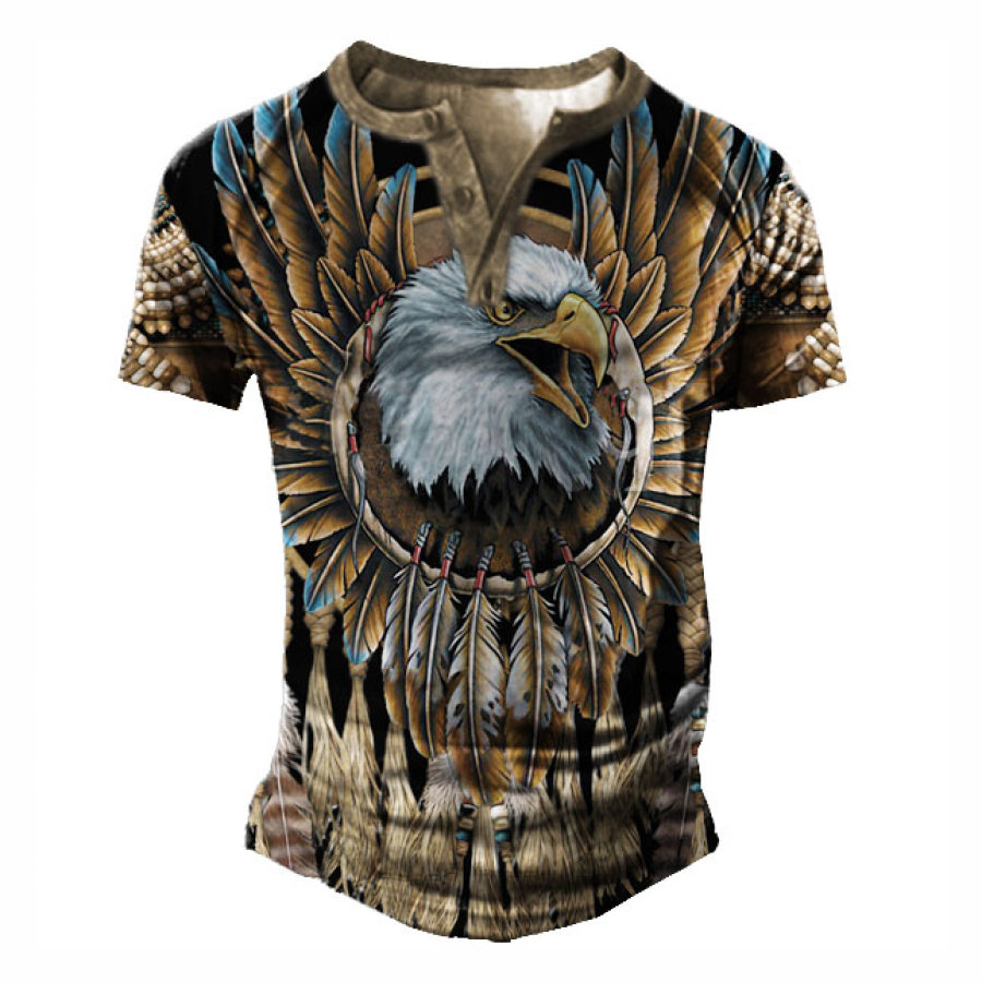 

Men's Eagle Henley Short Sleeve T-Shirt