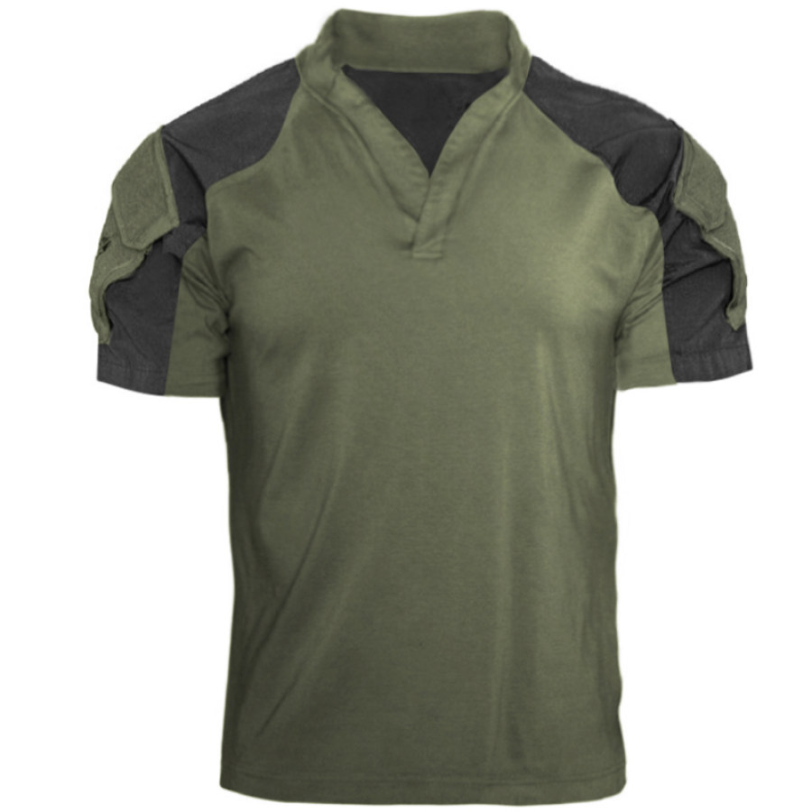 

Men's Outdoor Velcro Pocket V-Neck Tactical Short Sleeve T-Shirt