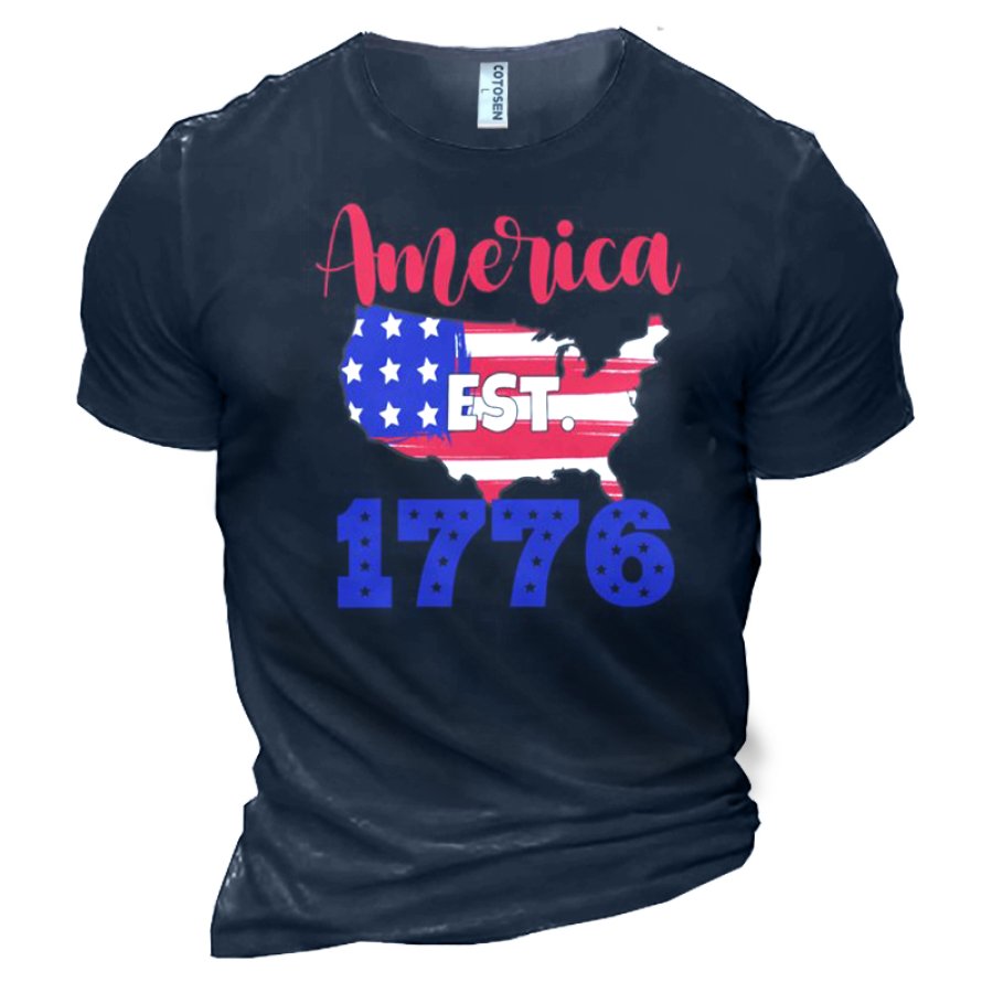 

American 1776 Men's Cotton Flag Print T-Shirt