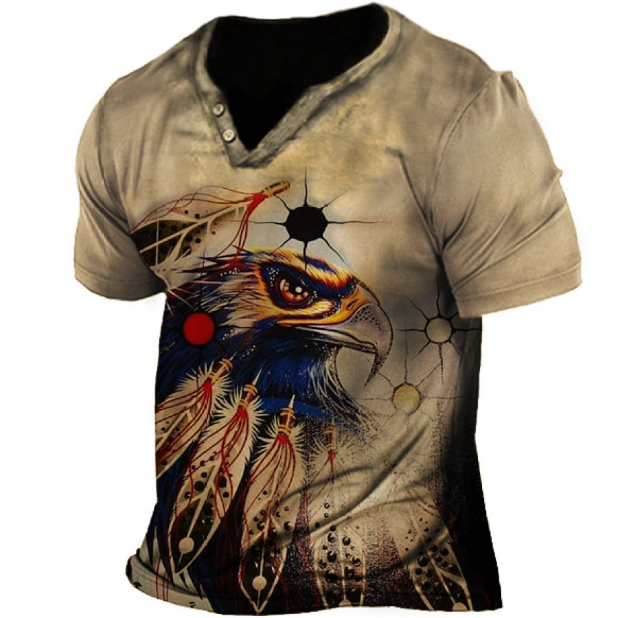 

Men's Vintage Feather Eagle Print T-Shirt