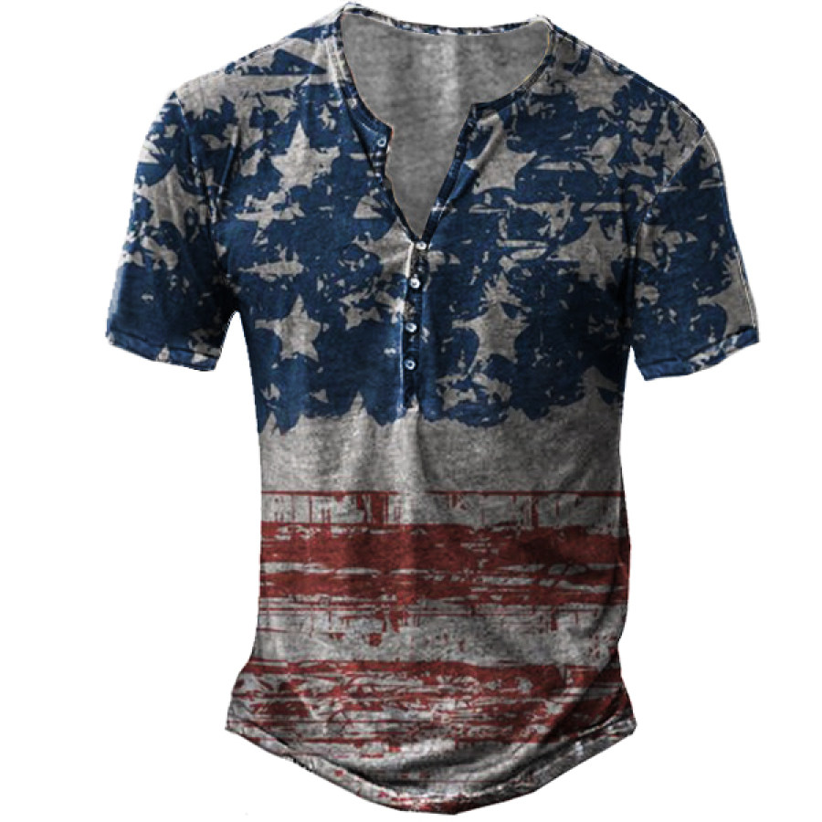 

Men's Flag Henley Short Sleeve T-Shirt