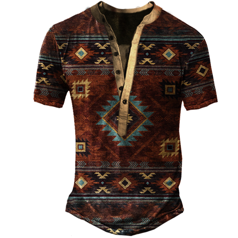Men's Outdoor Retro Western Chic Cowboy Style Henry Shirt