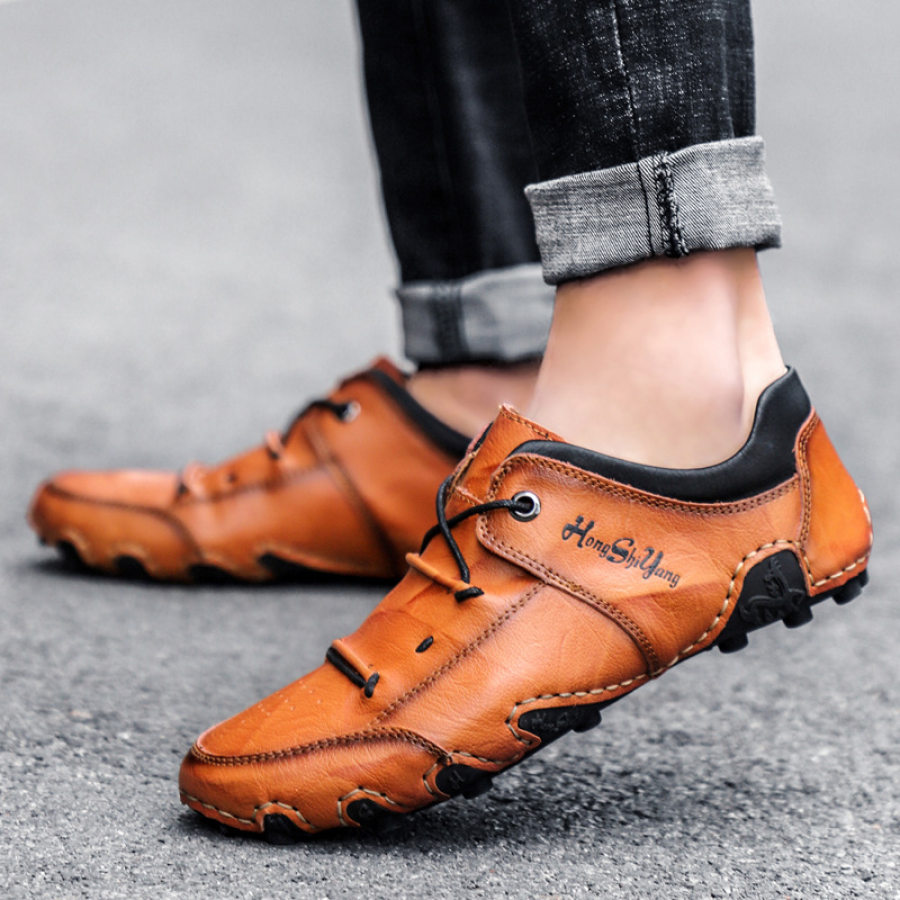 

Men's Genuine Leather Leather Lace-Up Handmade Octopus Sole Casual Sneakers