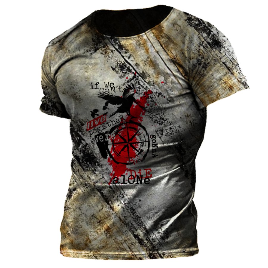 

Men's Vintage Nautical Compass Travel Print T-Shirt