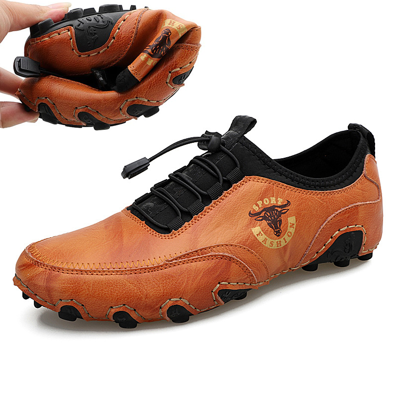 Men's Genuine Leather Wear Chic Lace-up Handmade Casual Sneakers