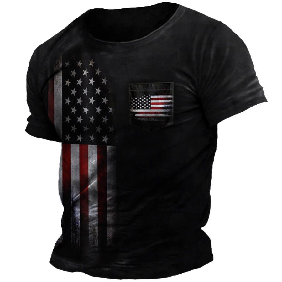 

T-shirt Manica Corta Da Uomo Con Bandiera
